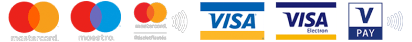 Elfogadott bankkártyák: Mastercard, Maestro, Visa, Visa Electron, V Pay